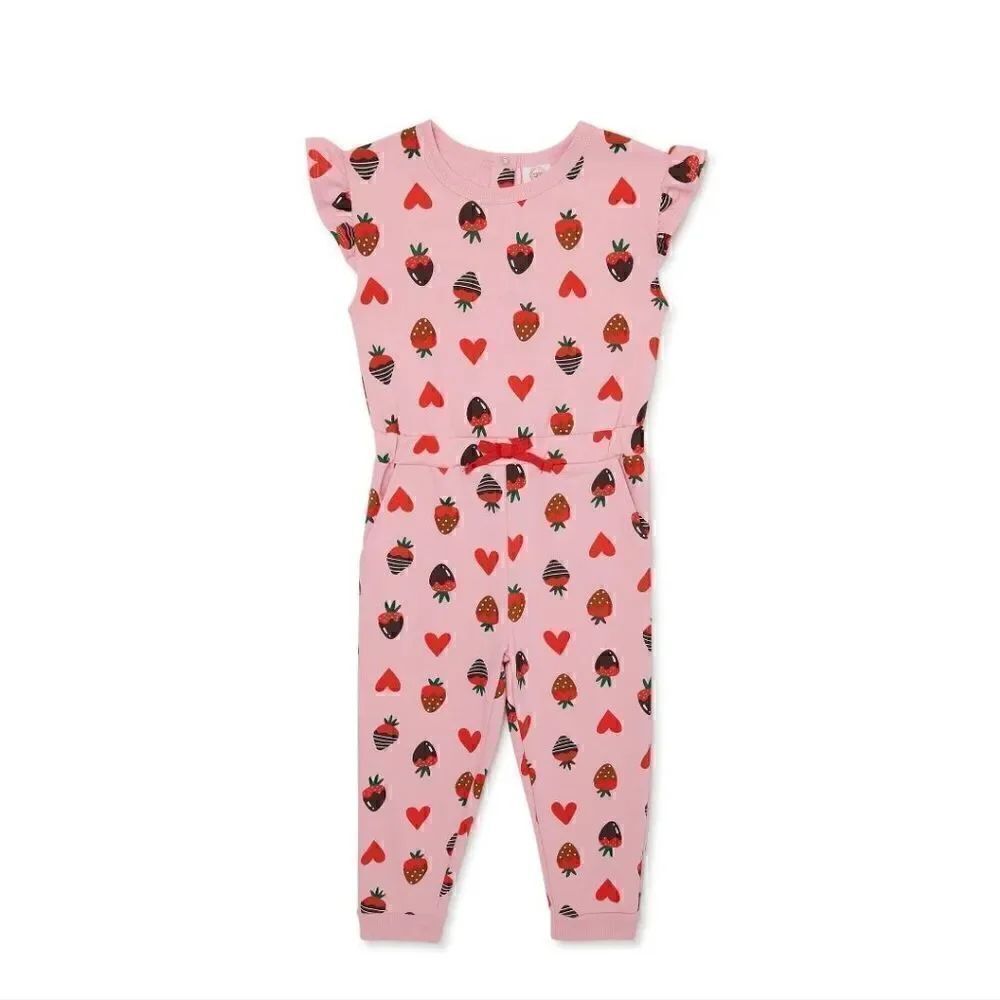 Nwt Valentine's Day Girls Strawberry Romper
